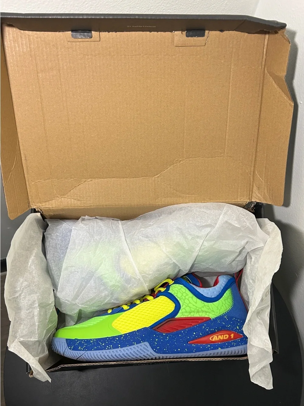AND1 Delta TPR Basketball Shoes Green Gecko Neon Multicolor - NWT Men's 9